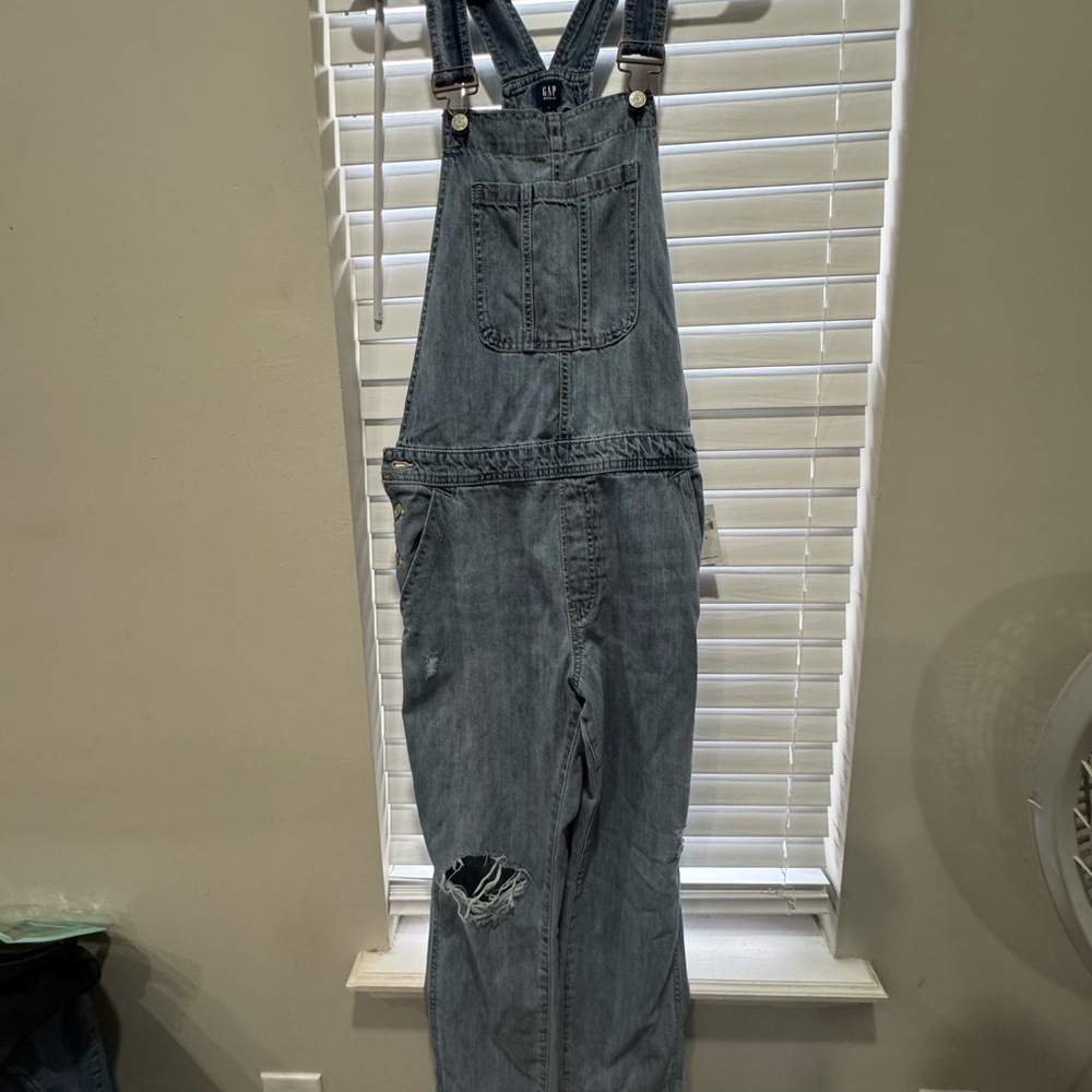 Gap Blue Denim Overalls Distressed Detail small NWT